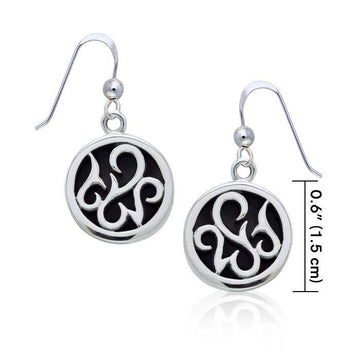Round Silver Earrings with Inlay Stone TER1262 - Jewelry